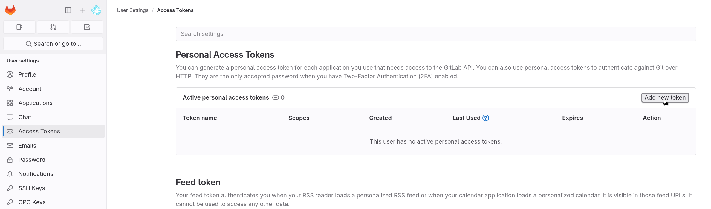 Click Add new token