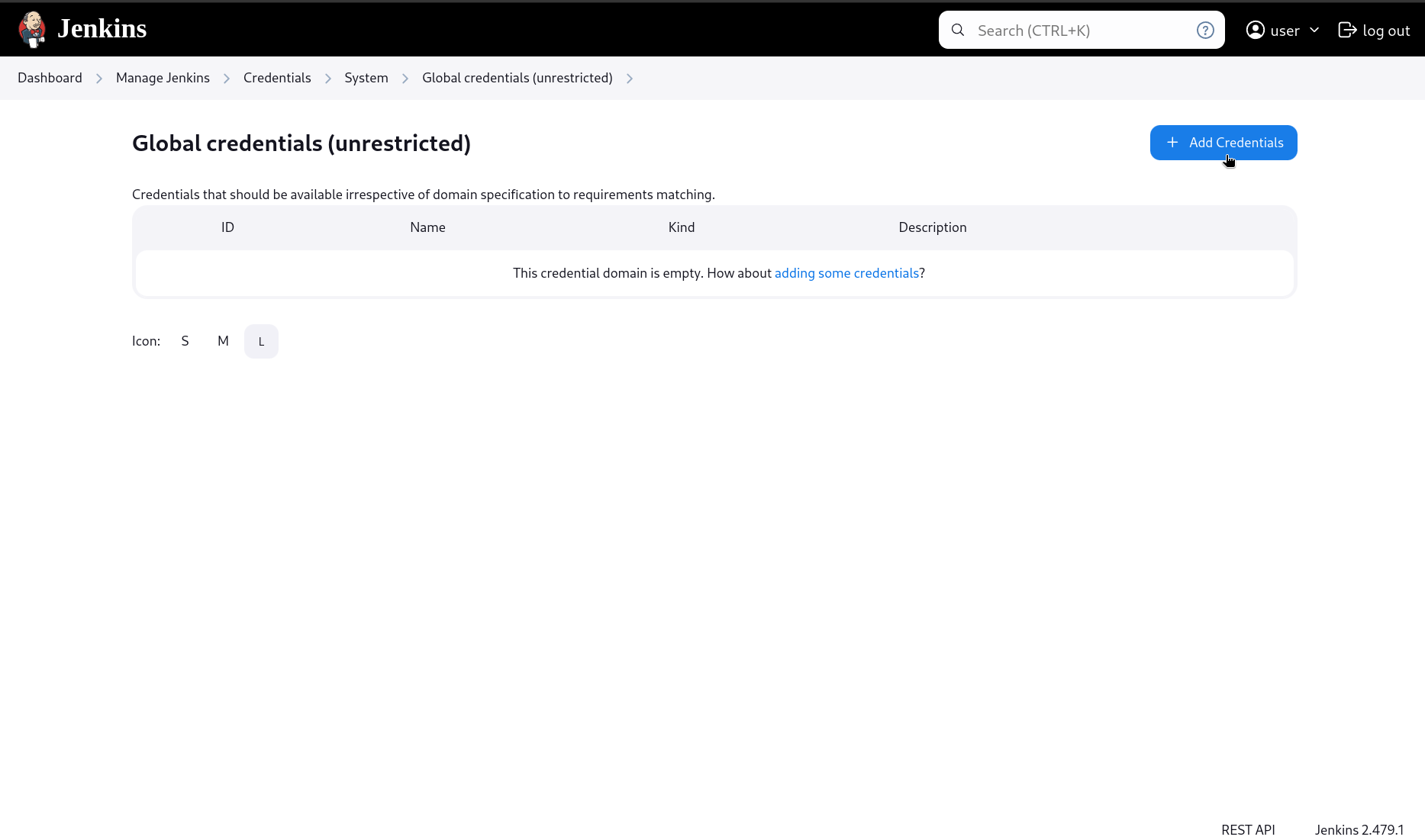Click add credentials